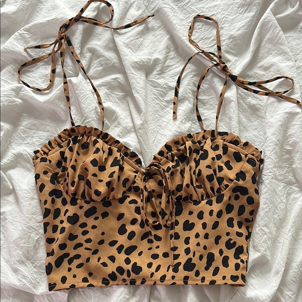 Leopard Print Tie-Strap Women's Top